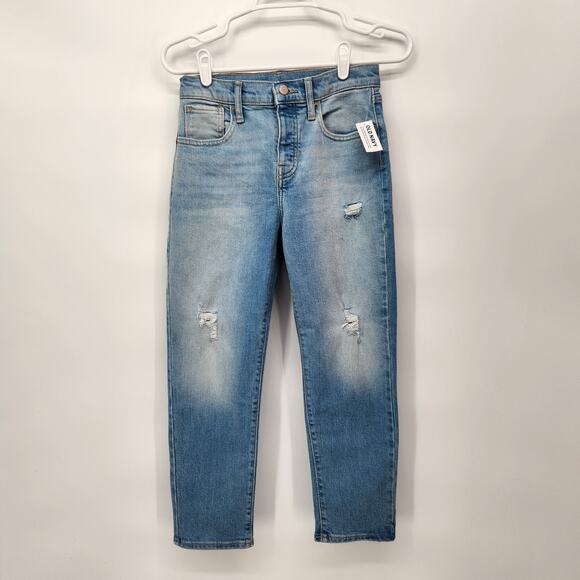 NWT Old Navy Blue Denim High Rise O.G. Straight Button Fly Jeans Girl's 12 - Picture 1 of 13